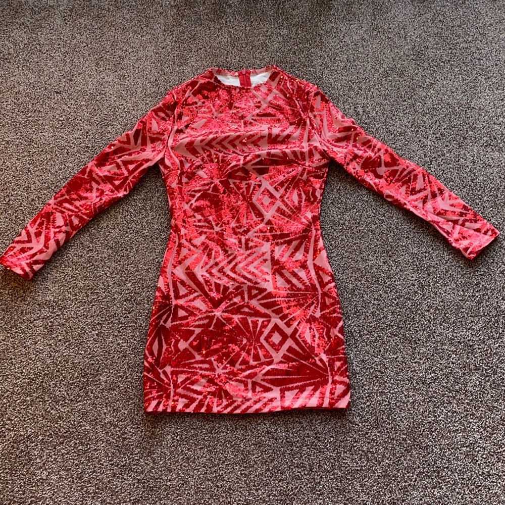 Red sequence dress